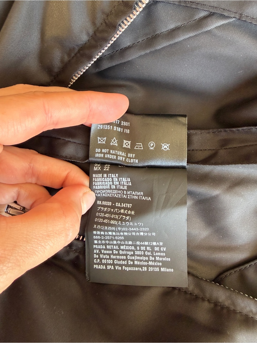 Prada Nylon Triangle Cropped Drawstring Zipper Pocket Bomber Jacket Coat Black - Picture 8 of 9